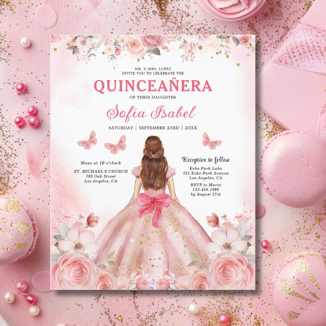 Budget Quinceañera Blush Pink Rose Floral (Creator Uploaded)