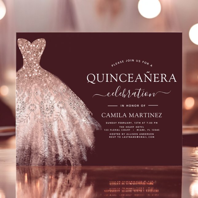 Budget Quinceanera Burgundy Blush Pink Rose Gold (Creator Uploaded)