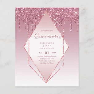 BUDGET Quinceanera Dripping Glitter Glamour 15th  Flyer