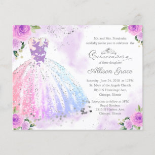Budget Quinceanera Invitation Bilingual Colourful