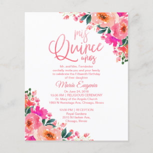 Budget Quinceanera Invitation Bilingual Floral