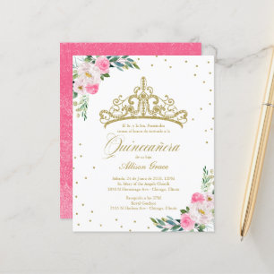 Budget Quinceanera Invitation Spanish Gold Tiara