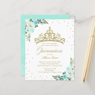 Budget Quinceanera Invitation Spanish Gold Tiara