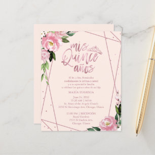 Budget Quinceanera Invitation Spanish Pink Blush