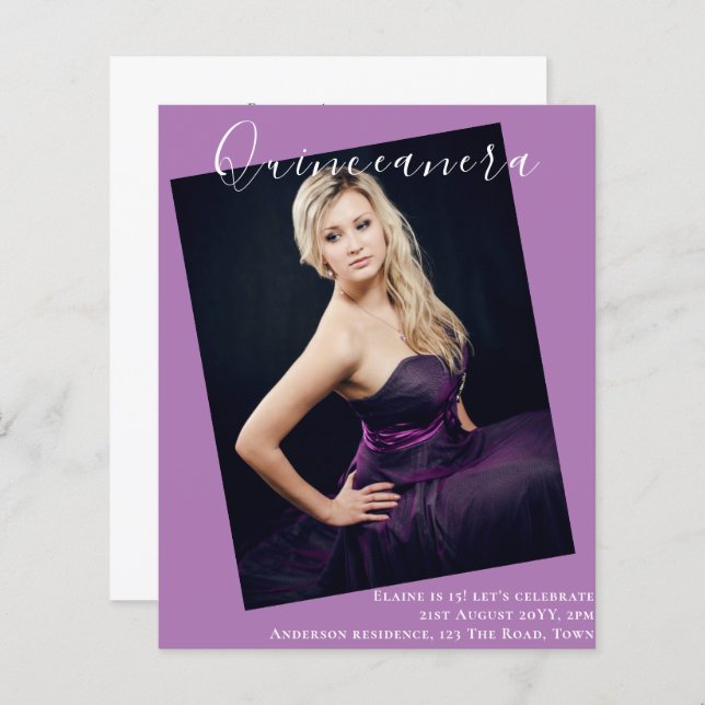 BUDGET Quinceanera PHOTO Invite Announcement (Front/Back)