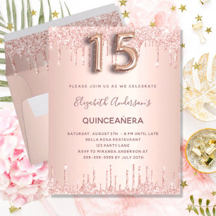 BUDGET Quinceanera rose gold glitter drips pink