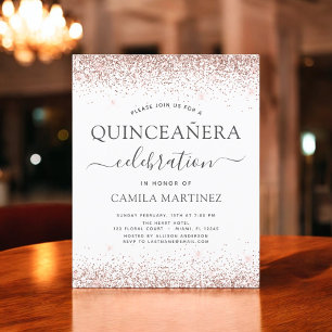 Budget Quinceanera Rose Gold Glitter Invitation Flyer