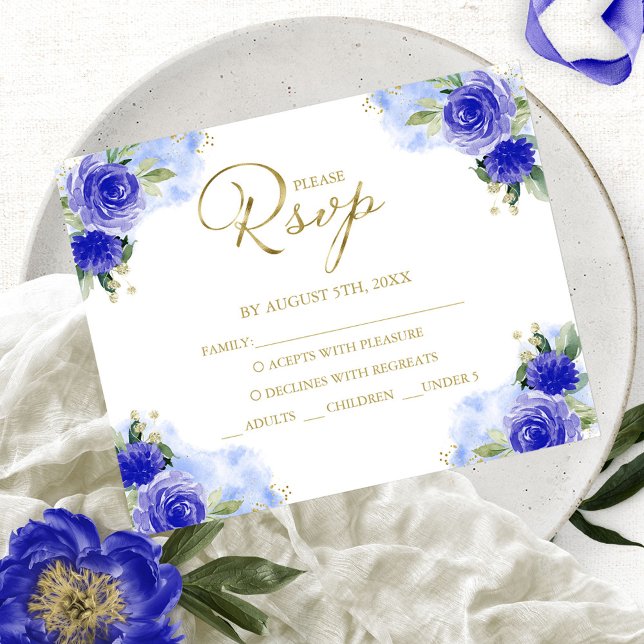 Budget Quinceanera Royal Blue Response Card (Creator Uploaded)