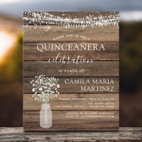 Budget Quinceanera Rustic Baby's Breath Invitation