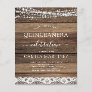 Budget Quinceanera Rustic Farmhouse Lace Flyer