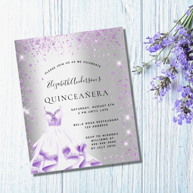 Budget Quinceanera silver purple dress glitter (Creator Uploaded)