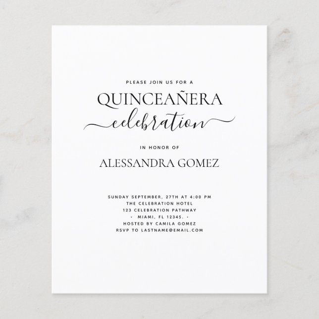 Budget Quinceanera Simple  (Front)