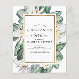 Budget Quinceañera Tropical Magnolia Invitation Flyer