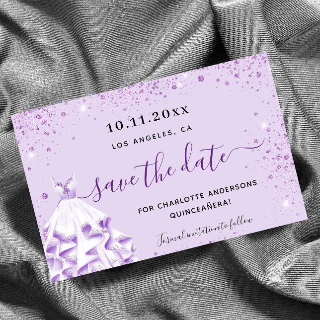 Budget Quinceanera violet lavender save the date (Creator Uploaded)