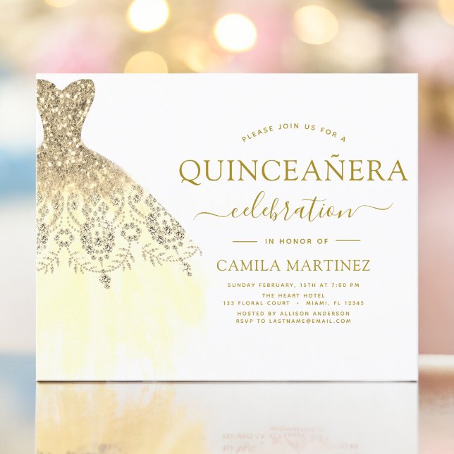 Budget Quinceanera White and Gold Glitter (Creator Uploaded)