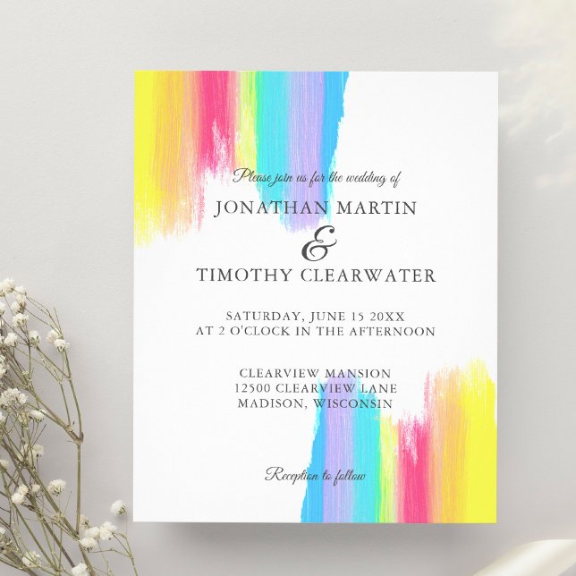 Budget Rainbow Beautiful LGBTQ Wedding Invitation Flyer (Creator Uploaded)