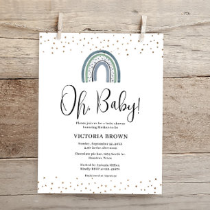 Budget Rainbow Boy Baby Shower Invitation