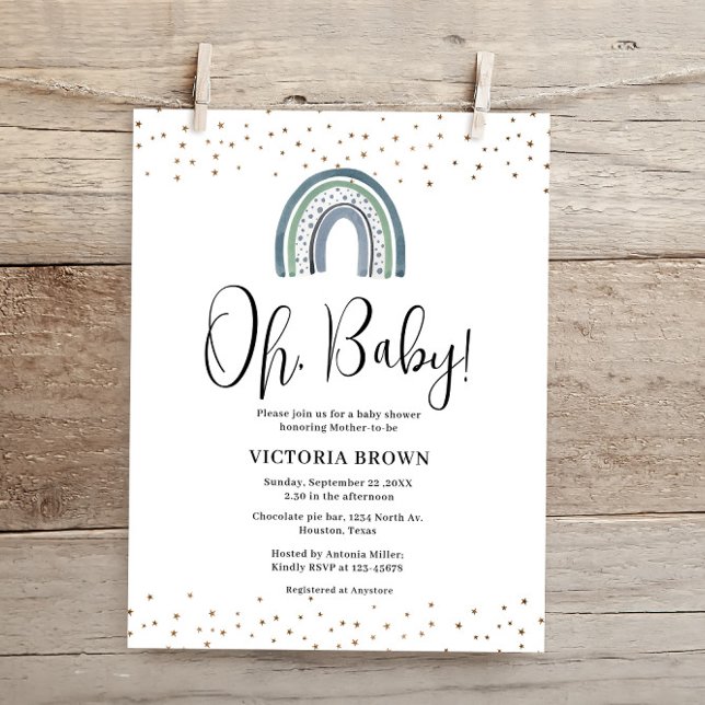 Budget Rainbow Boy Baby Shower Invitation (Creator Uploaded)