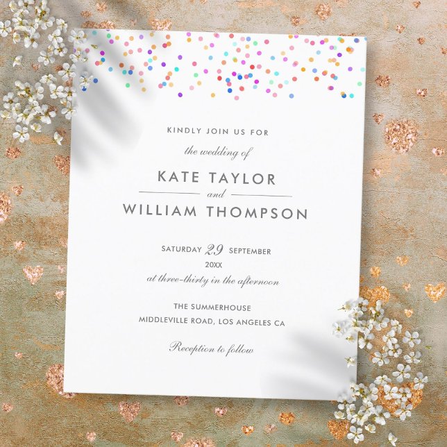 Budget Rainbow Confetti Wedding Invitation (Budget Rainbow Confetti Wedding Invitation)