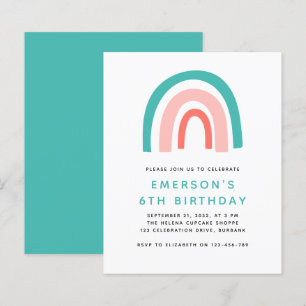 Budget Rainbow Kid's Birthday Party Invitation