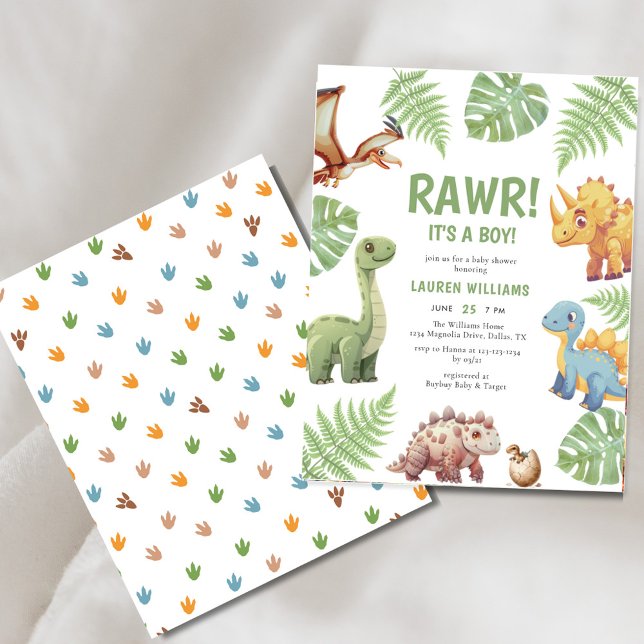 Budget Rawr Its A Boy Dinosaur Baby Shower Invites (Creator Uploaded)