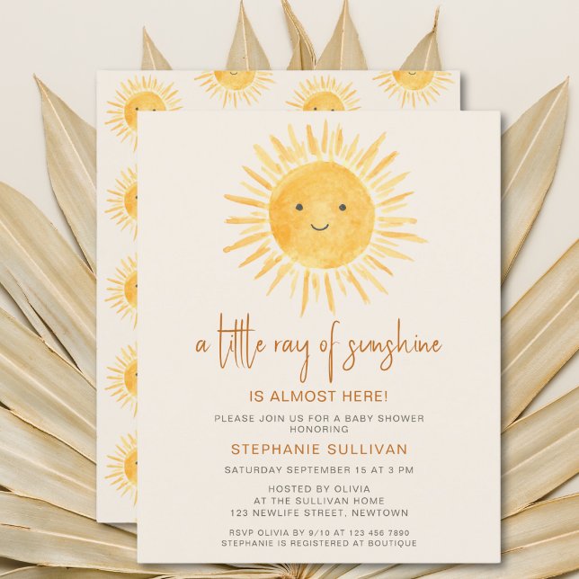 Budget Ray of Sunshine Baby Shower Invitation (Creator Uploaded)