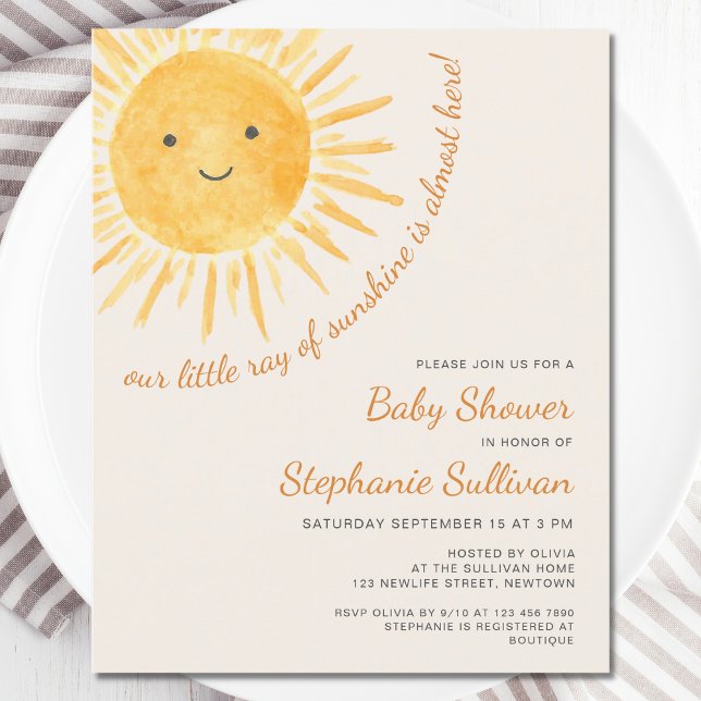 Budget Ray Of Sunshine Boho Baby Shower Invitation (Creator Uploaded)