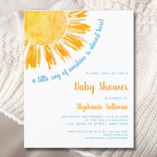 Budget Ray of Sunshine Boy Baby Shower Invitation