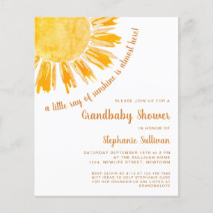 Budget Ray of Sunshine Grandbaby Shower Invitation