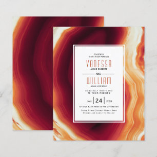 BUDGET Red agate slice fall wedding invitation