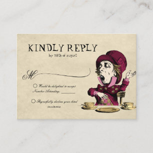 BUDGET Red Alice in Wonderland Mad Hatter Wedding Enclosure Card
