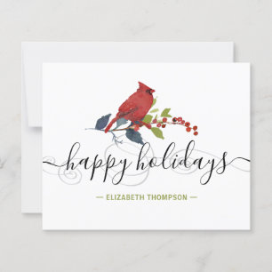 Budget Red Cardinal Happy Holidays Card