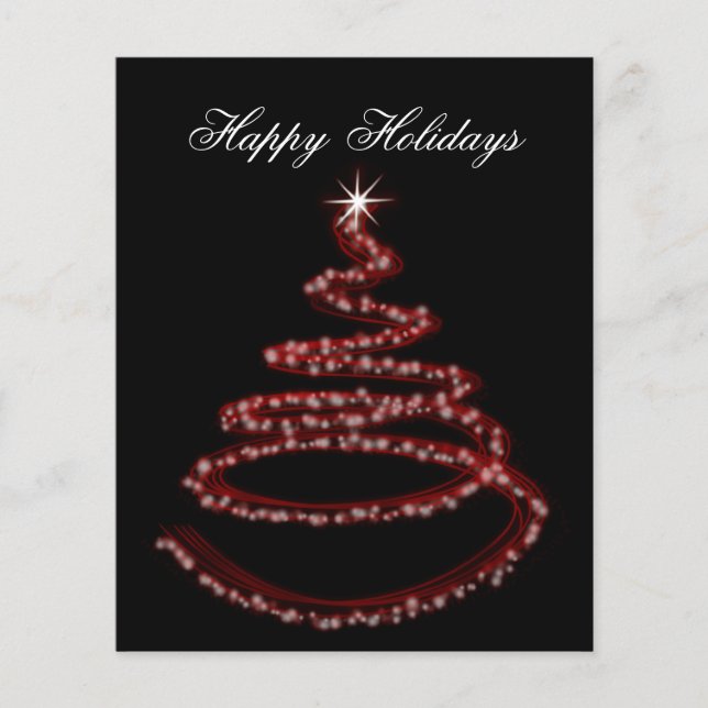 Budget Red Christmas Tree Business Holiday Card (Front)