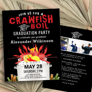 BUDGET Red Crawfish Boil GRAD 3 Photo Invitation Flyer