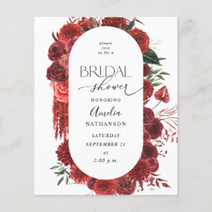 Budget Red Floral Bridal Shower Flyer