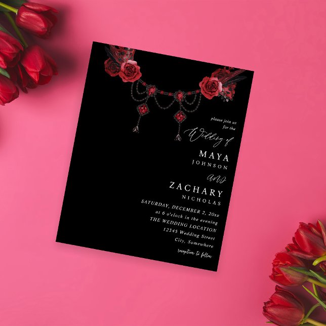 Budget Red Floral & Crystal Wedding - Black Flyer (Creator Uploaded)