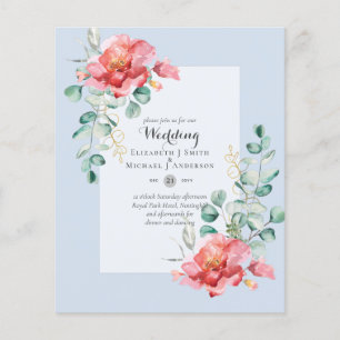 BUDGET Red Floral Eucalyptus Greenery Leaf WEDDING Flyer