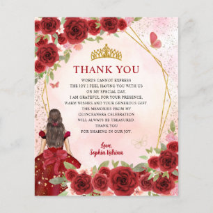 Budget Red Floral Princess Quinceañera Thank You