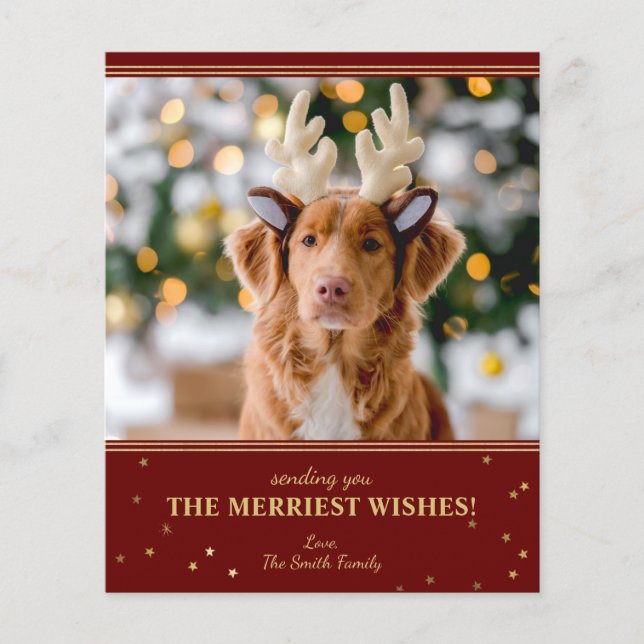 Budget Red Gold Christmas Photo (Front)