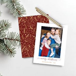 BUDGET Red Gold Simple Merry Christmas Photo