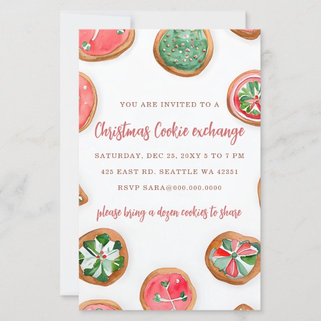 Budget Red Green Cookie Exchange Christmas Party (Front)