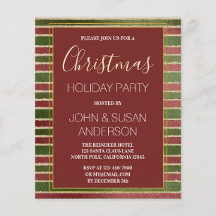 Budget Red  Green Gold Foil Christmas Party Flyer