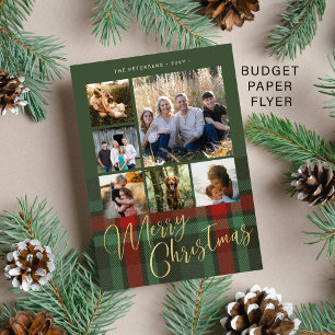 Budget red green plaid multiphoto Merry Christmas  Flyer