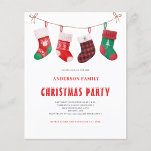 Budget Red Green Stocking Christmas Invitation  Flyer