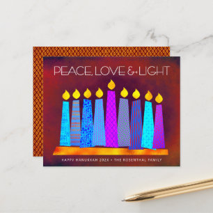 Budget Red Hanukkah Candles Peace Love Light Card