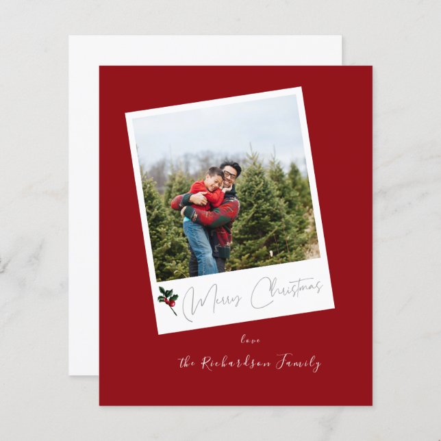 Budget Red Instant Photo Merry Christmas (Front/Back)