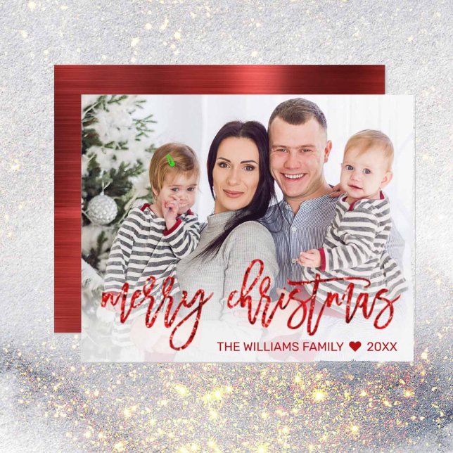 Budget Red Merry Christmas Glitter Script Photo (Creator Uploaded)