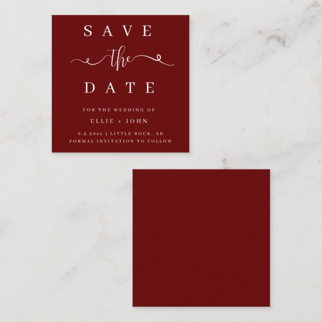 BUDGET Red Minimalist Save The Date Invitation (Front/Back)