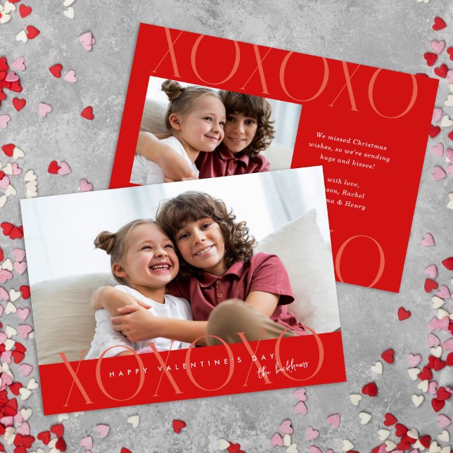 Budget Red Modern XOXO Photo Valentine's Day Holiday Card (Creator Uploaded)