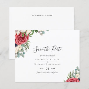 BUDGET Red Navy Floral Eucalyptus Greenery Wedding